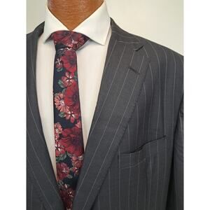 Tom James 100% Wool Charcoal Pinstripe Suit